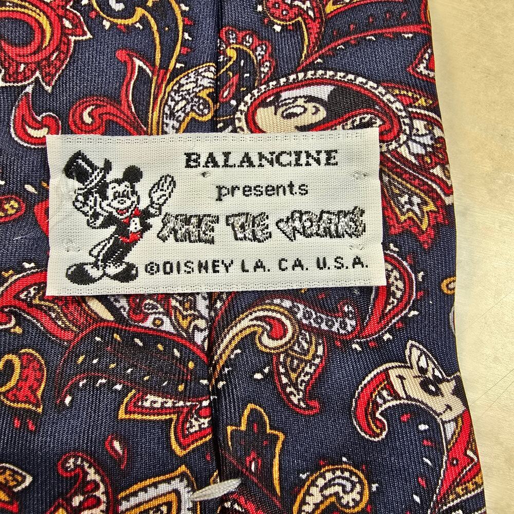Disney Tie Mickey Mouse Balancine Paisley Blue Vintage Designer Silk Necktie - Picture 12 of 12